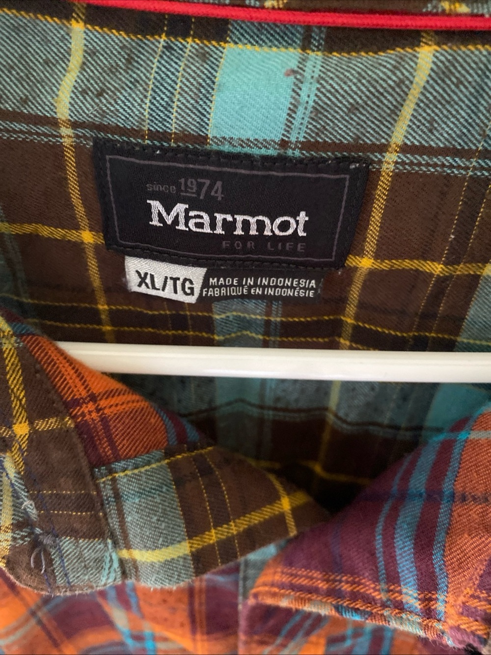 Marmot Orange and Blue Plaid Button-Down Shirt - Men's - Picture 3 of 7
